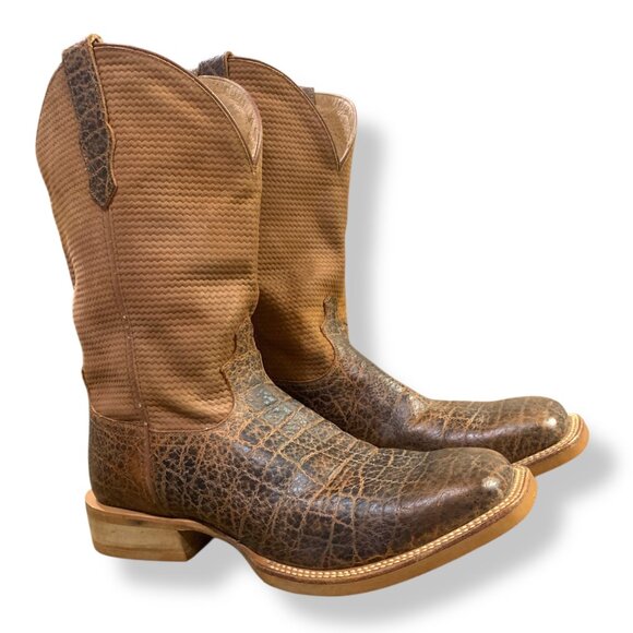 Twisted X Men’s Work Boot Cognac Elephant Print Steel Toe 10 EE Durable Western - Picture 7 of 10